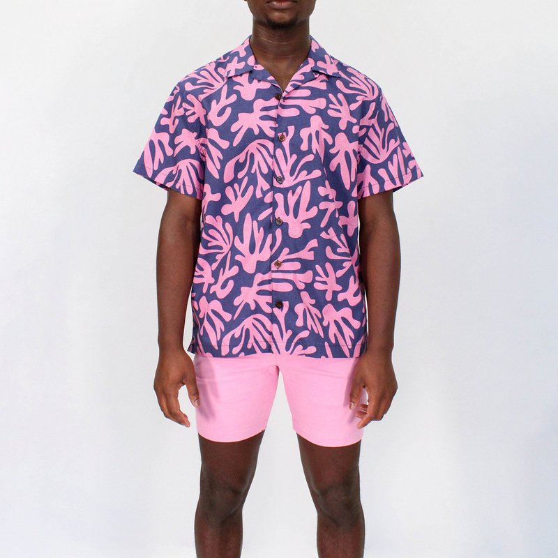 Loh Dragon Ralph Loop Coral Canvas Camp Shirt In Pink