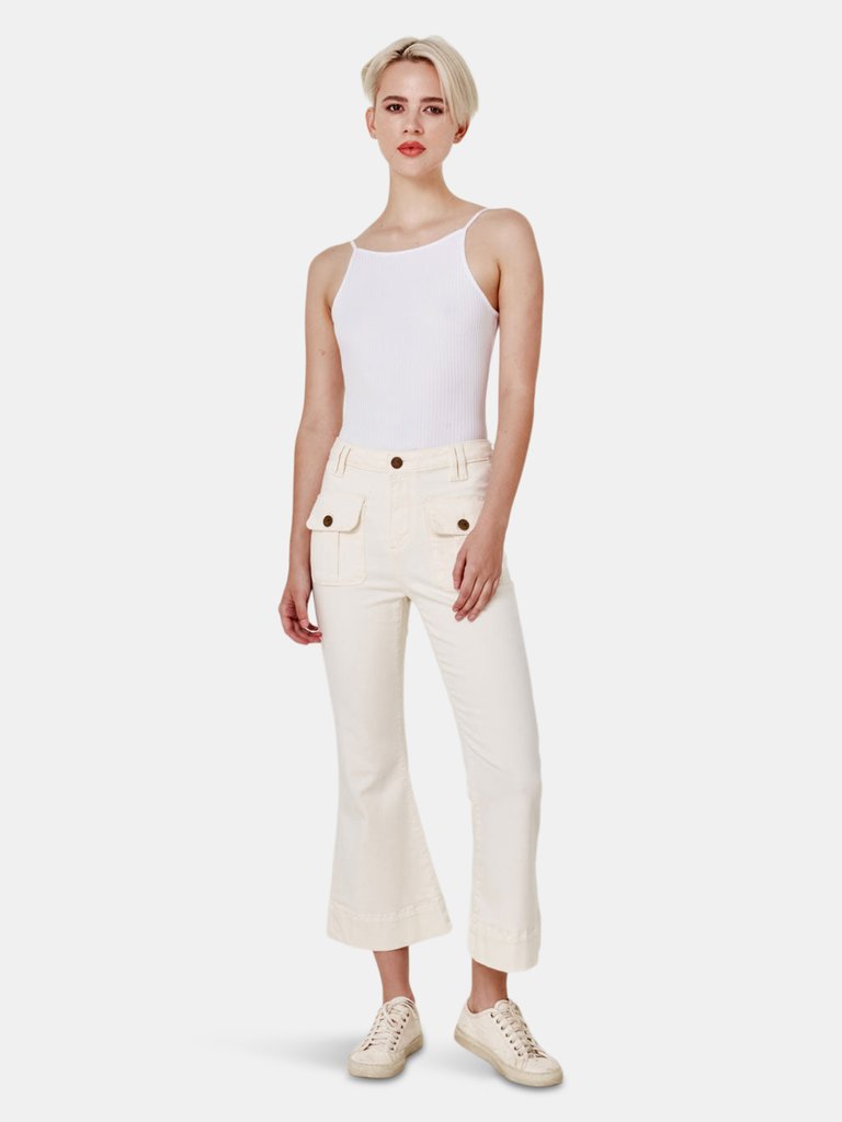 ALICE-IVRY High Rise Flare Jeans - Ivory