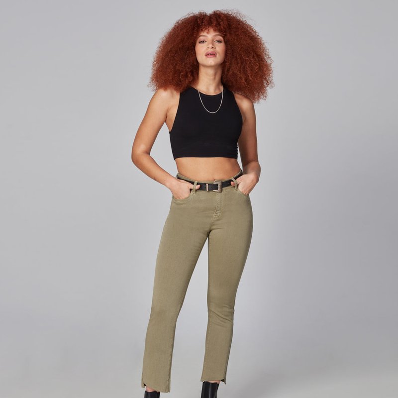 Shop Lola Jeans Kate-dark Khaki High Rise Slim Jeans In Green