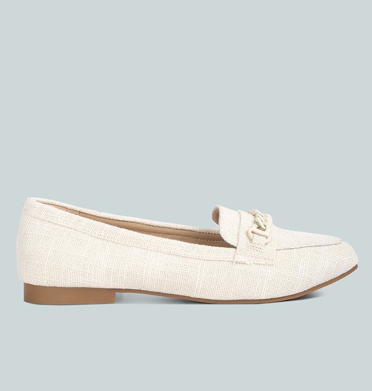 Shop London Rag Abeera Chain Embellished Loafers In White