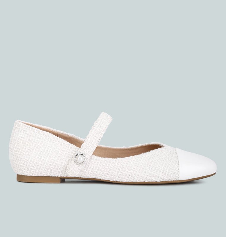 Shop London Rag Albi Patent Toe Cap Tweed Mary Janes Sandal In White