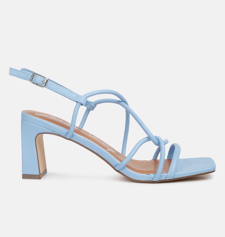 Shop London Rag Andrea Knotted Straps Block Heeled Sandals In Blue