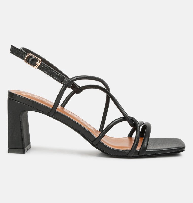 Shop London Rag Andrea Knotted Straps Block Heeled Sandals In Black