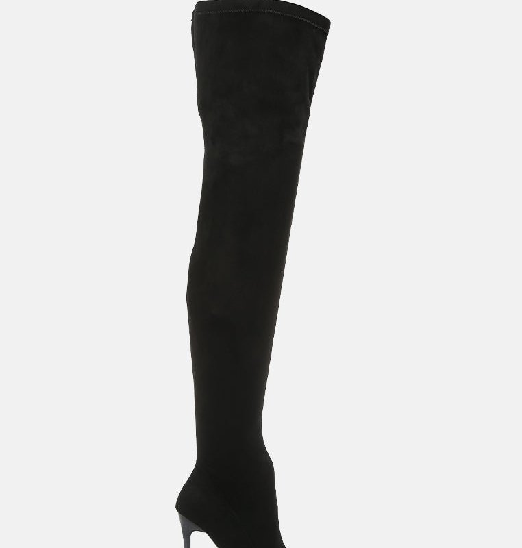 Shop London Rag Atelier Stretch Faux Suede Stiletto Long Boots In Black