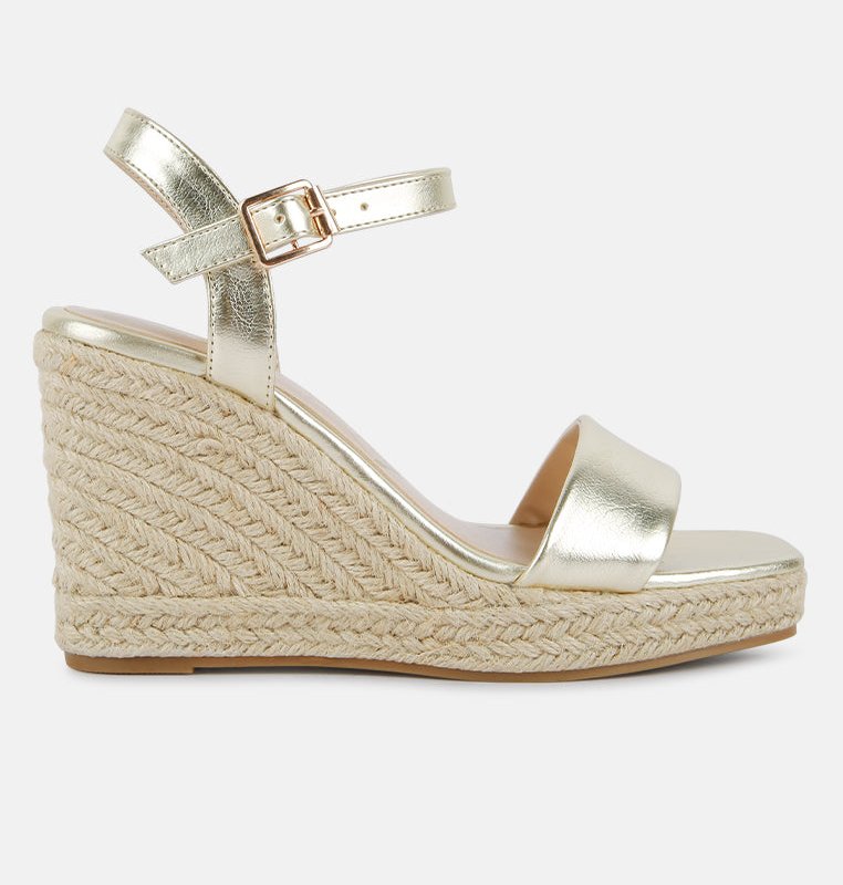 London Rag Augie Woven Wedge Sandals In Yellow