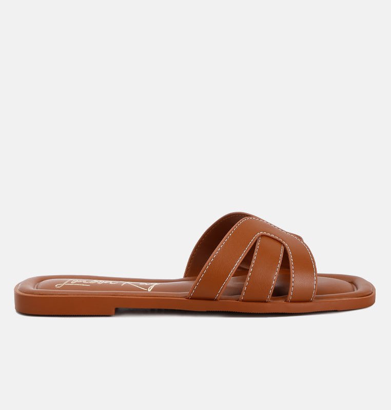 Shop London Rag Aura Faux Leather Flat Sandals In Orange