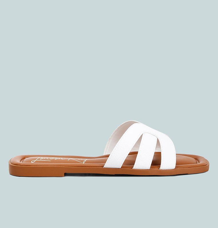 Shop London Rag Aura Faux Leather Flat Sandals In White