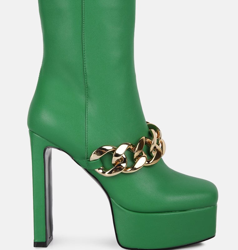 Shop London Rag Bambini High Platform Ankle Boots In Green