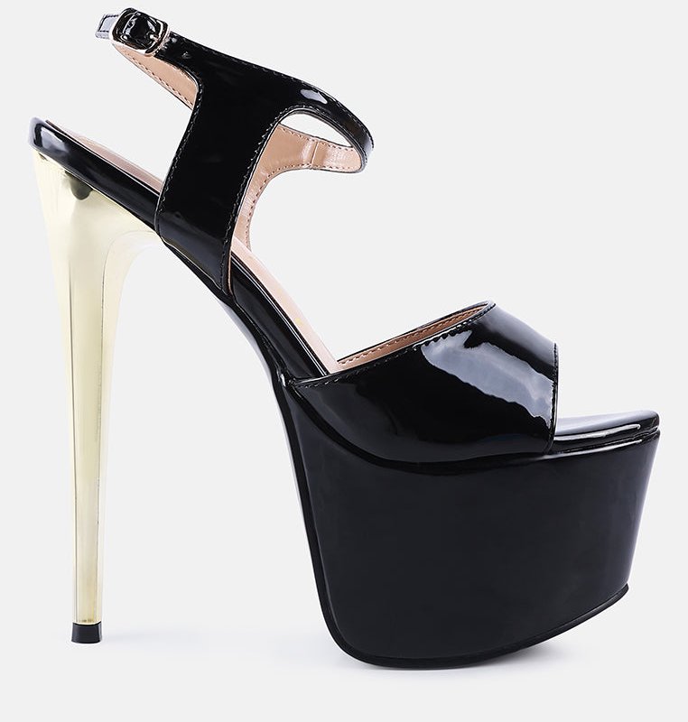 Shop London Rag Bewitch Ultra High Heeled Ankle Strap Sandals In Black