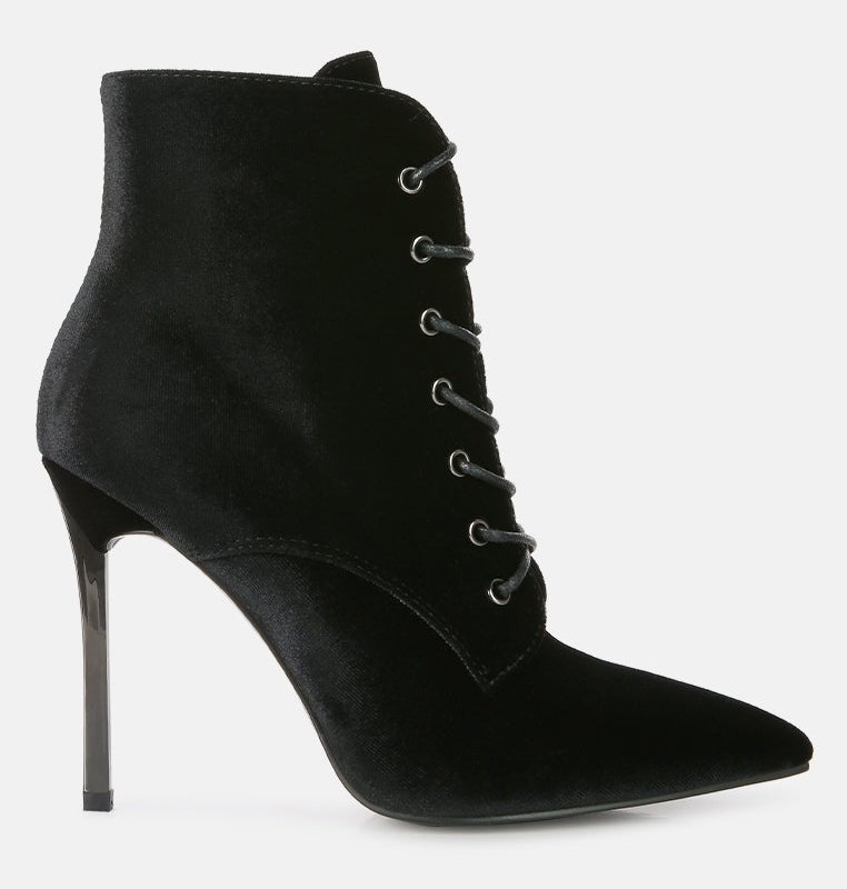 Shop London Rag Bornsta Velvet High Heeled Velvet Boots In Black