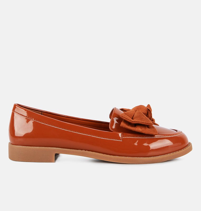 London Rag Bowberry Bow-tie Patent Loafers In Orange