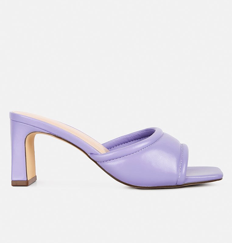 Shop London Rag Celine Quilted Italian Block Heel Sandals In Purple