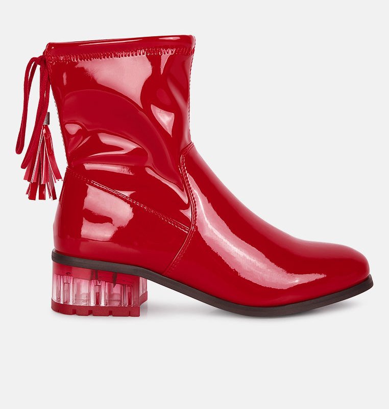 Shop London Rag Cheer Leader Tassels Detail Ankle Boots In Red