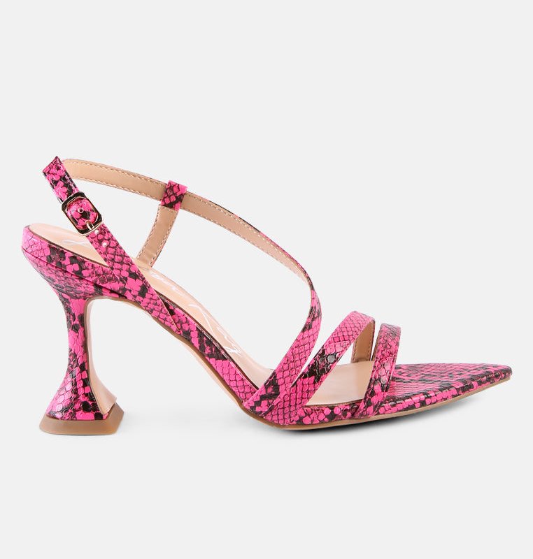 Shop London Rag Cherry Tart Snake Print Spool Heel Sandals In Pink