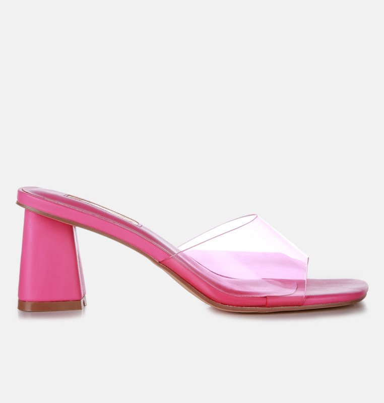 Shop London Rag Clear Flirt Clear Strap Slip On Heel Sandals In Pink