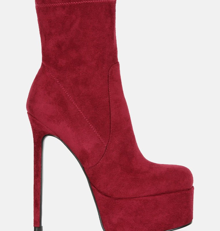 London Rag Clubbing High Heele Platform Ankle Boots In Red