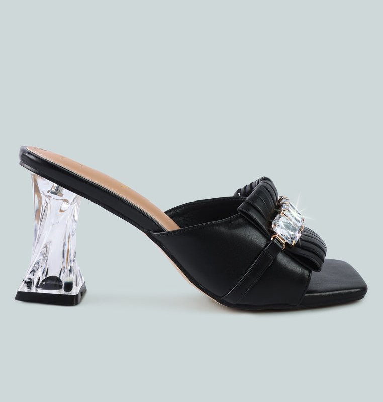 Shop London Rag Deeba Diamante Embellishment Clear Spool Heel Sandals In Black