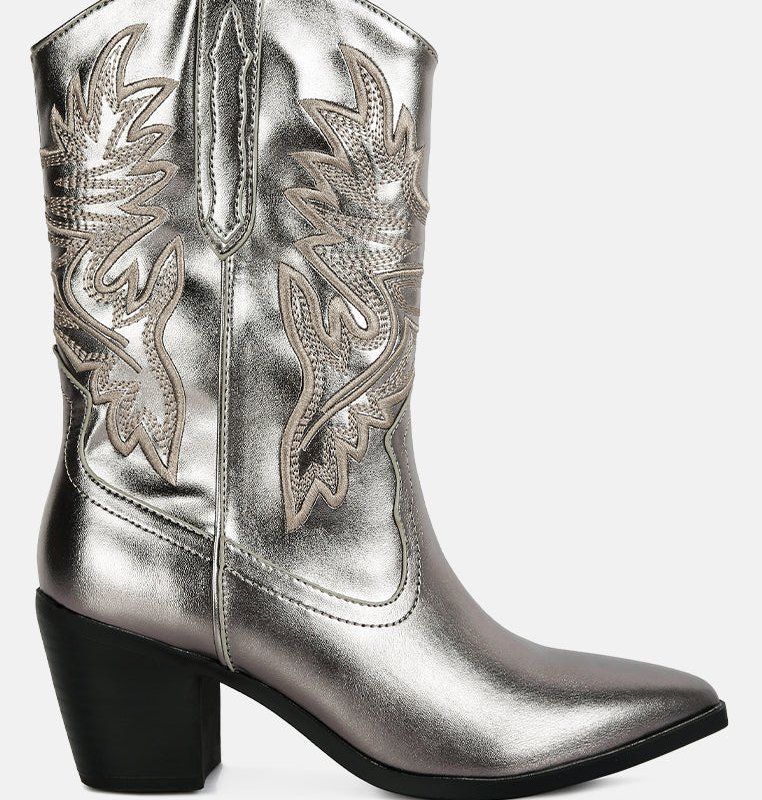 Shop London Rag Dixom Western Cowboy Ankle Boots In Grey