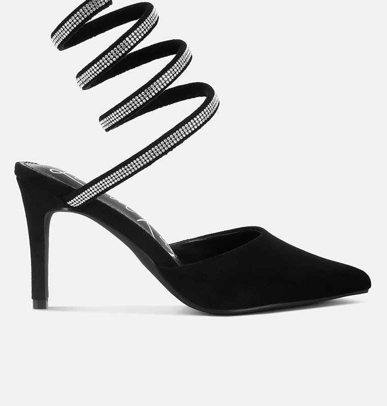 Shop London Rag Elvira Rhinestone Embellished Strap Up Sandals In Black