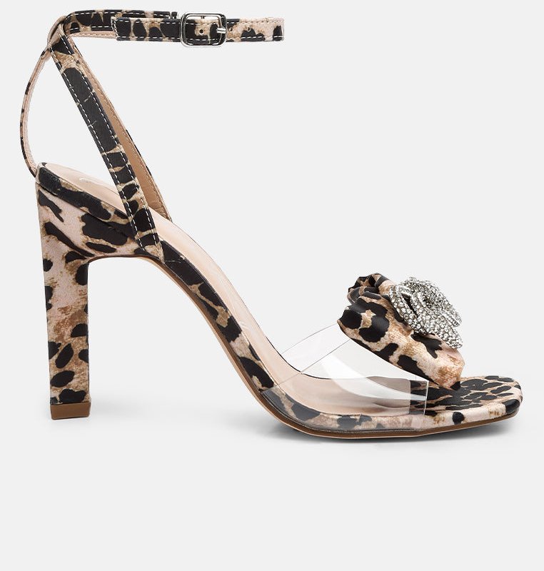 London Rag Etherium Bow With Heeled Sandals In Animal Print
