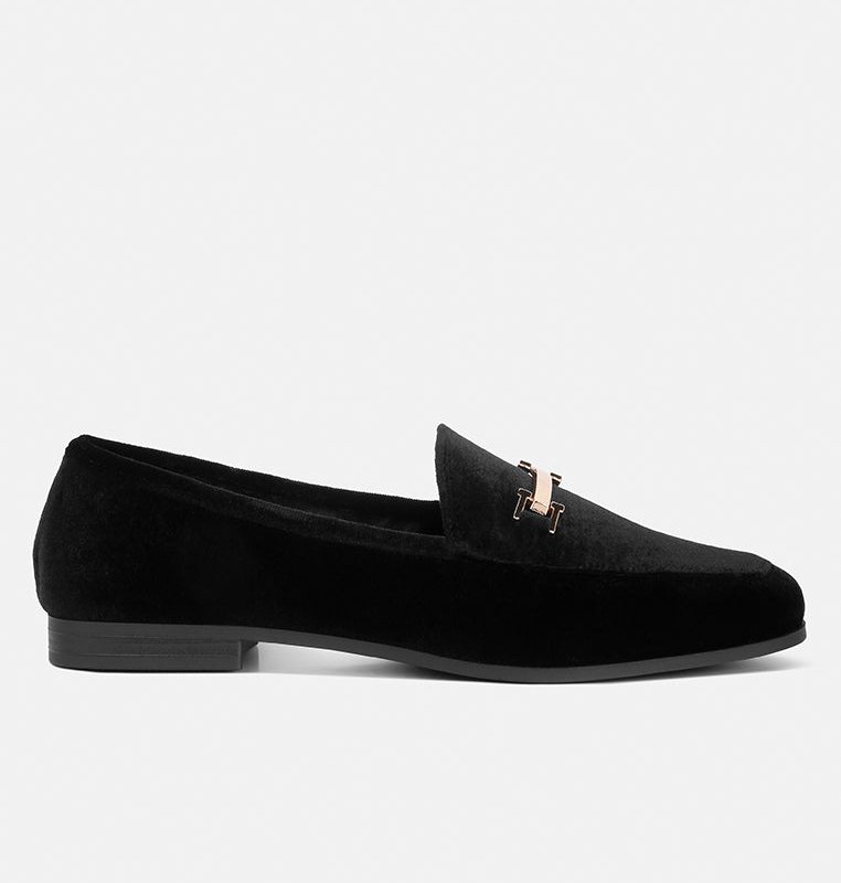 Shop London Rag Evelio Horsebit Embellsihed Velvet Loafers In Black