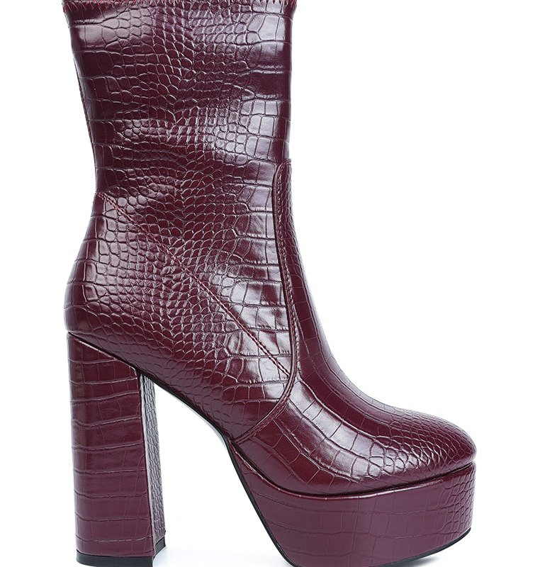 LONDON RAG WHIPPERS PATENT PU HIGH PLATFORM ANKLE BOOTS