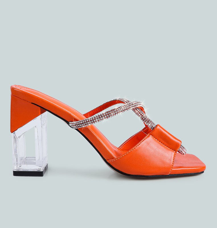 Shop London Rag Fineapple Rhinestone Embellished Clear Sandals In Orange
