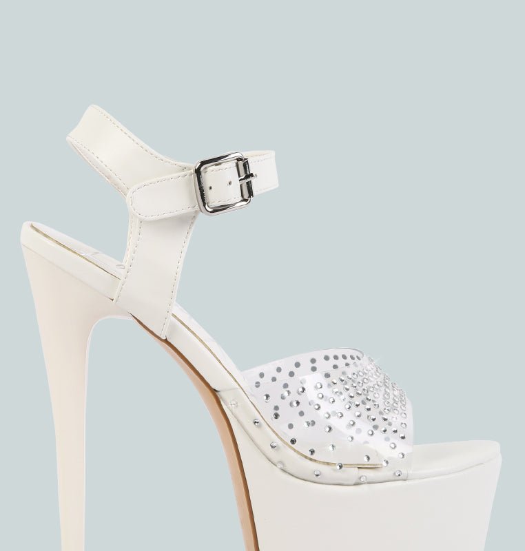 Shop London Rag First Date Ultra High Heel Clear Sandals In White