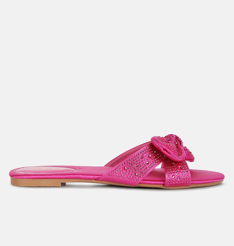 Shop London Rag Fleurette Bow Flat Sandals In Pink