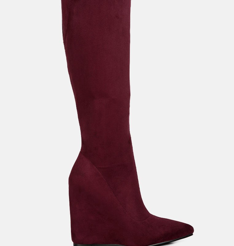 London Rag Gladol Wedge Heel Calf Boots In Red