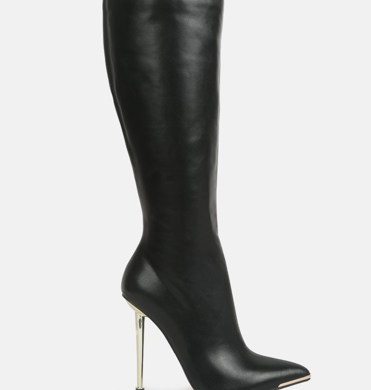 LONDON RAG HALE FAUX LEATHER POINTED HEEL CALF BOOTS