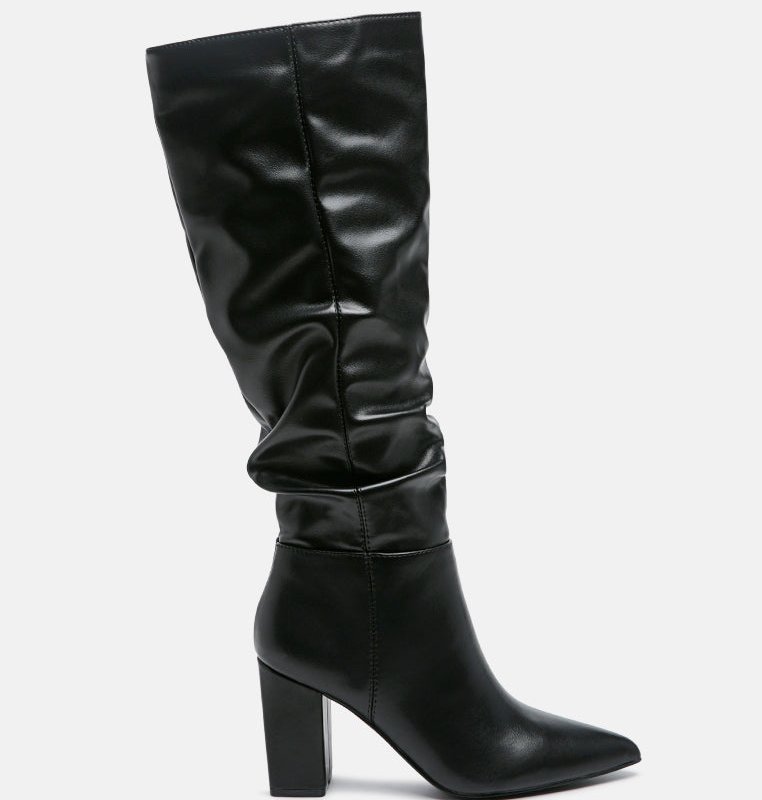 Shop London Rag Hanoi Knee High Slouch Boots In Black
