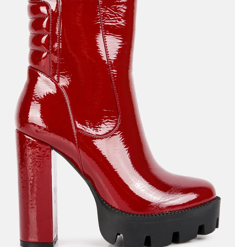 Shop London Rag High Key Collared High Heel Ankle Boot In Red