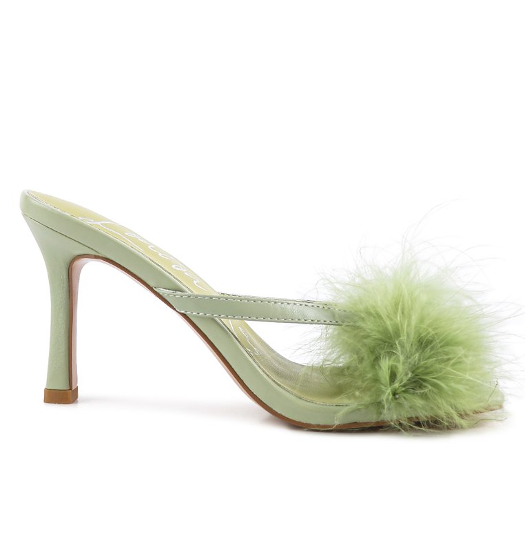 London Rag Honeybear Feather Detail Slip-on Sandals In Green