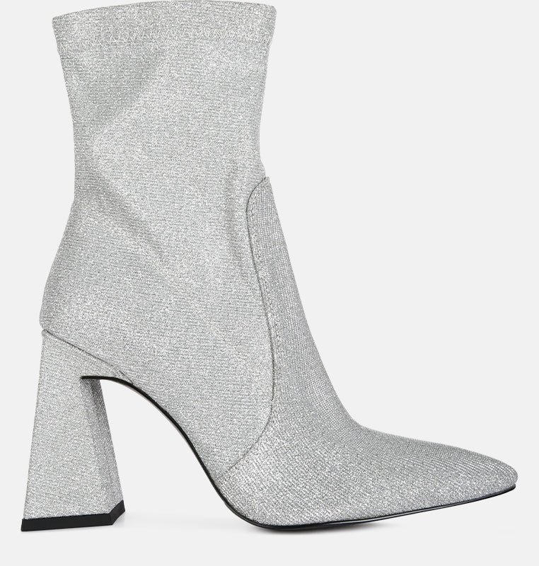 Shop London Rag Hustlers Shimmer Block Heeled Ankle Boots In White