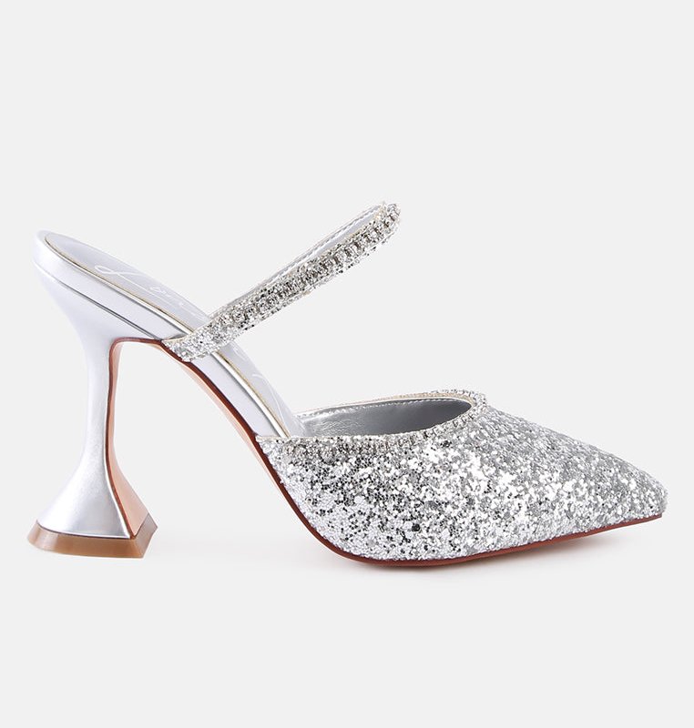 Shop London Rag Iris Glitter Diamante Spool Heeled Sandals In Grey