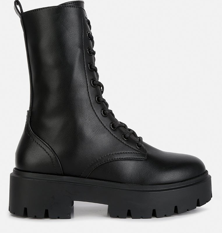 Shop London Rag Jaimi Ankle Length Combat Platform Boots In Black
