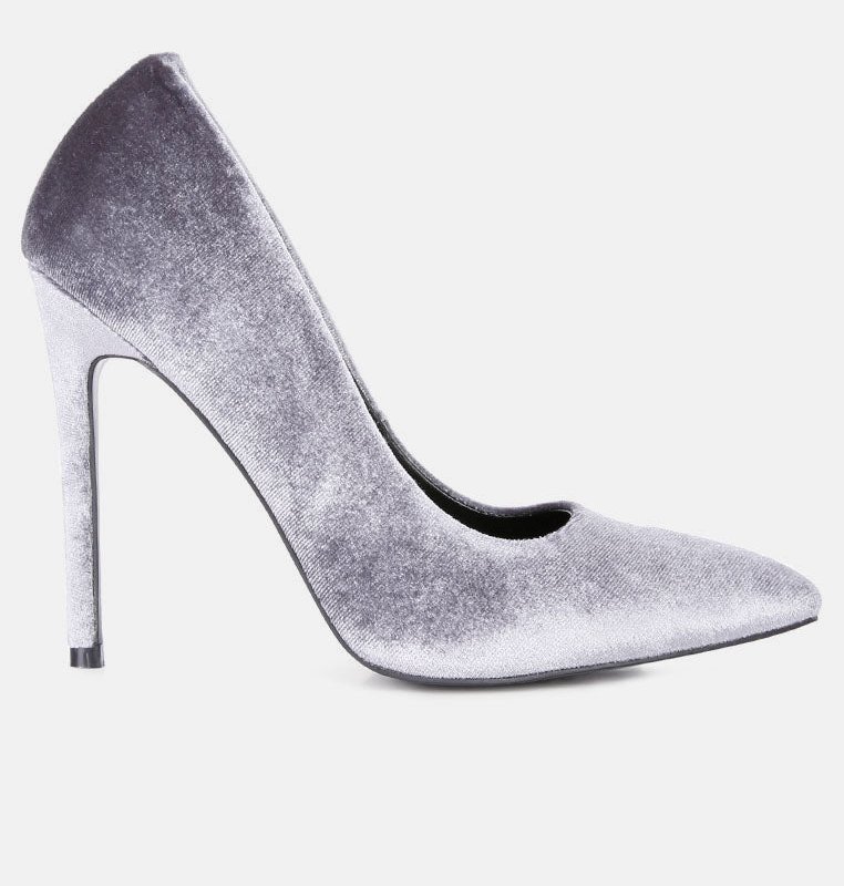 London Rag Janessa Velvet Stiletto Heel Pumps In Grey