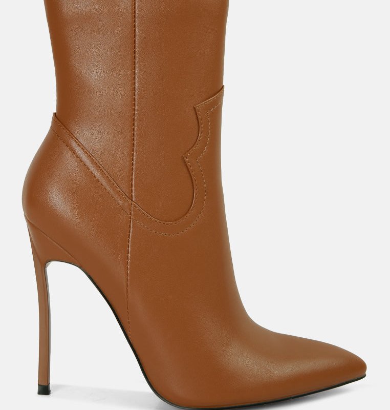 Shop London Rag Jenner High Heel Cowboy Ankle Boots In Brown