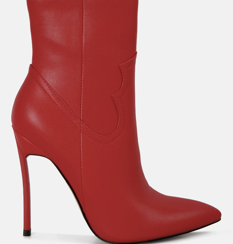 Shop London Rag Jenner High Heel Cowboy Ankle Boots In Red