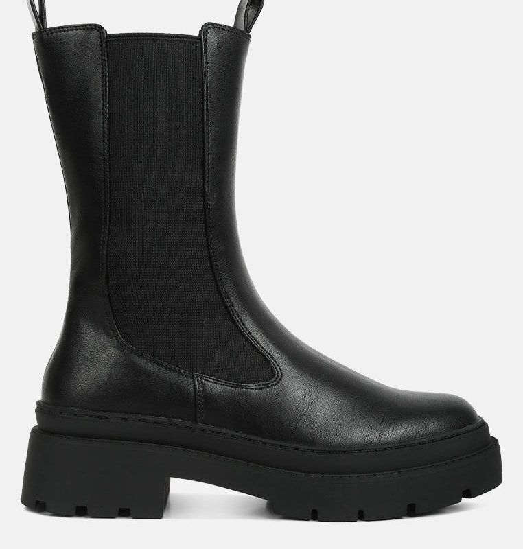 Shop London Rag Jolt Elasticated Gussets Lug Sole Boots In Black
