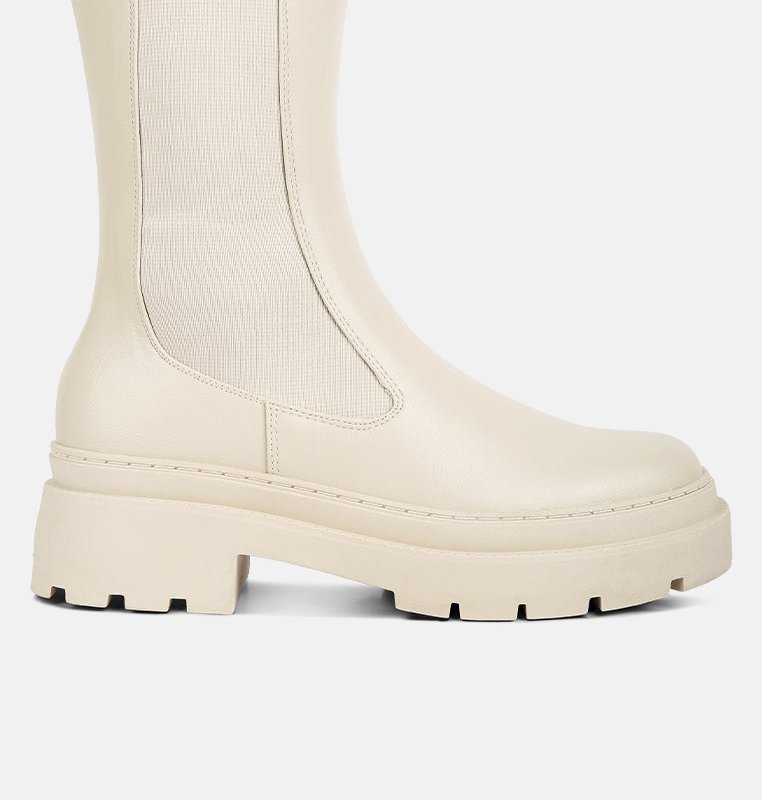 Shop London Rag Jolt Elasticated Gussets Lug Sole Boots In White