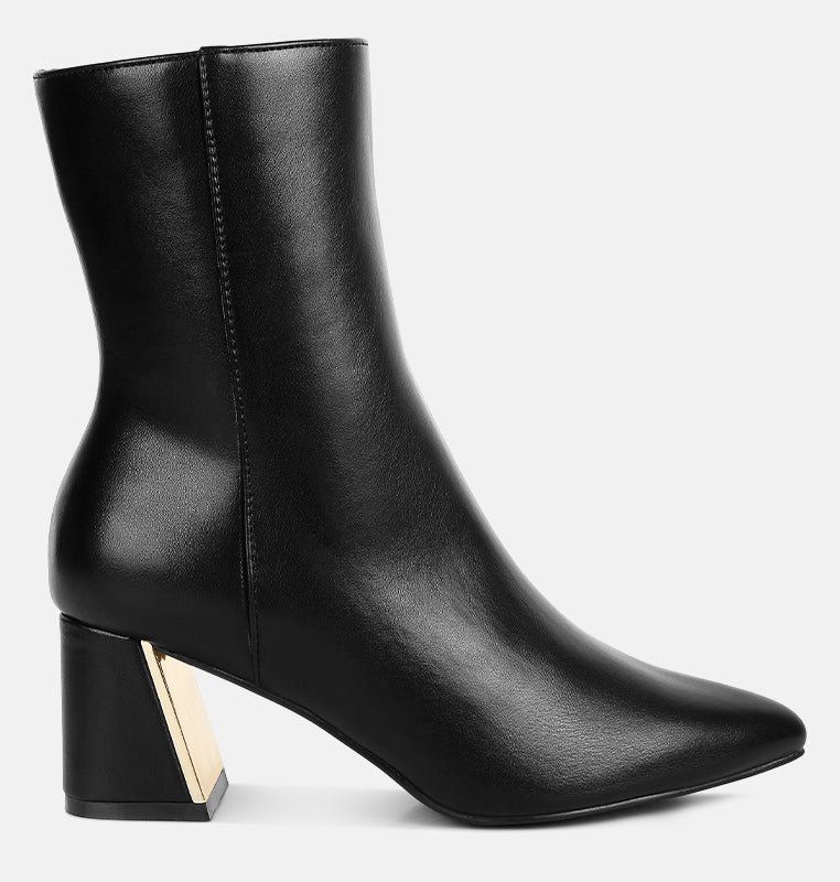 Shop London Rag Kaira Metallic Accent Heel High Ankle Boots In Black