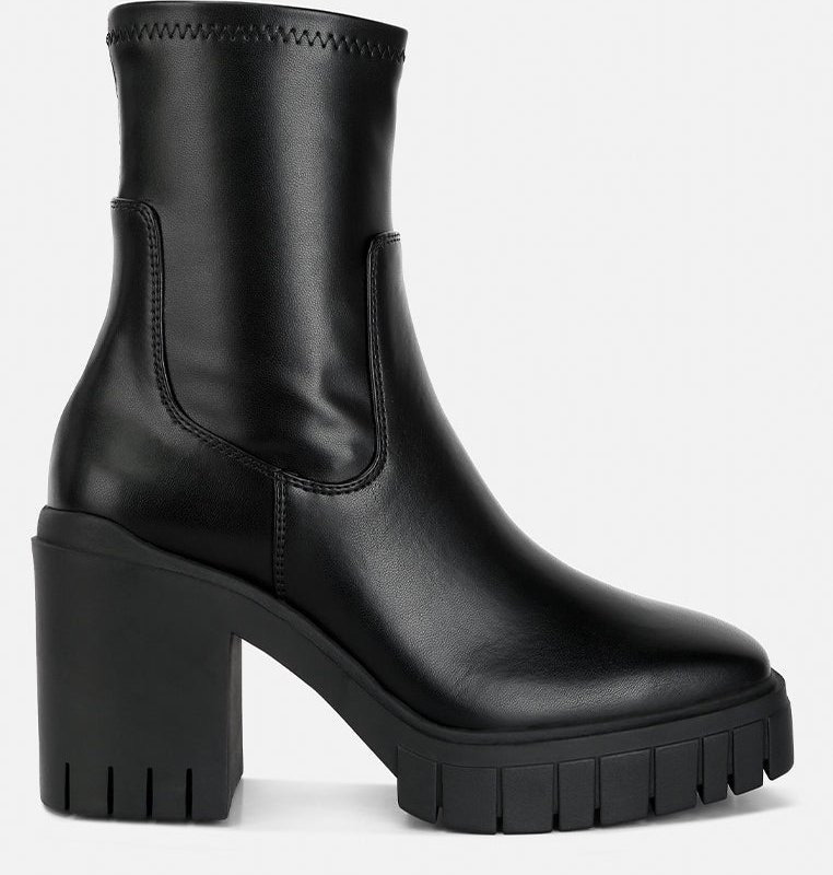 London Rag Kokum Faux Leather Platform Ankle Boots In Black