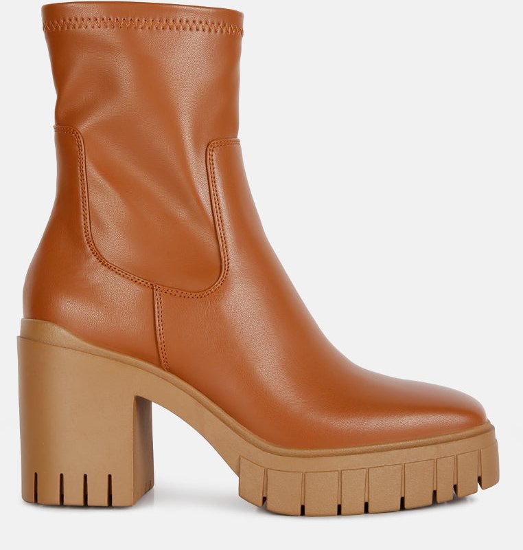 London Rag Kokum Faux Leather Platform Ankle Boots In Brown