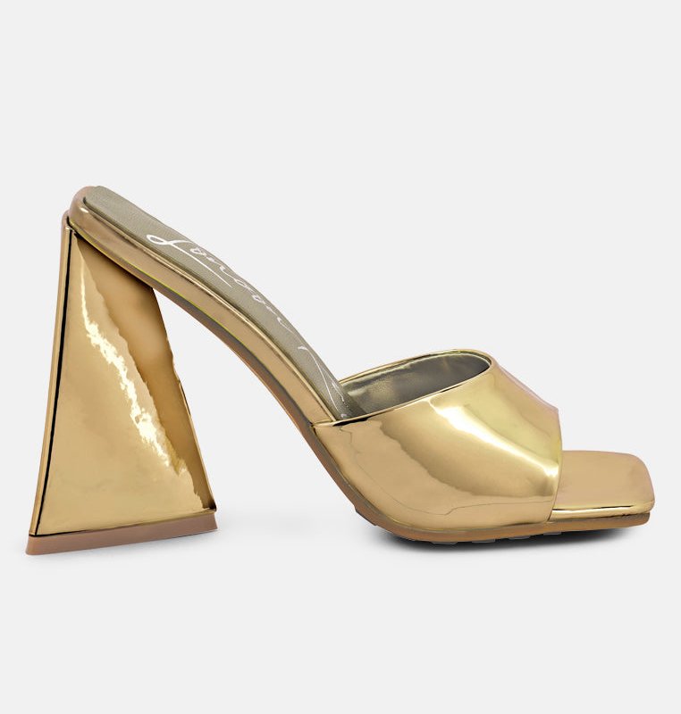 Shop London Rag Lovebug Triangular Block Heel Sandals In Gold