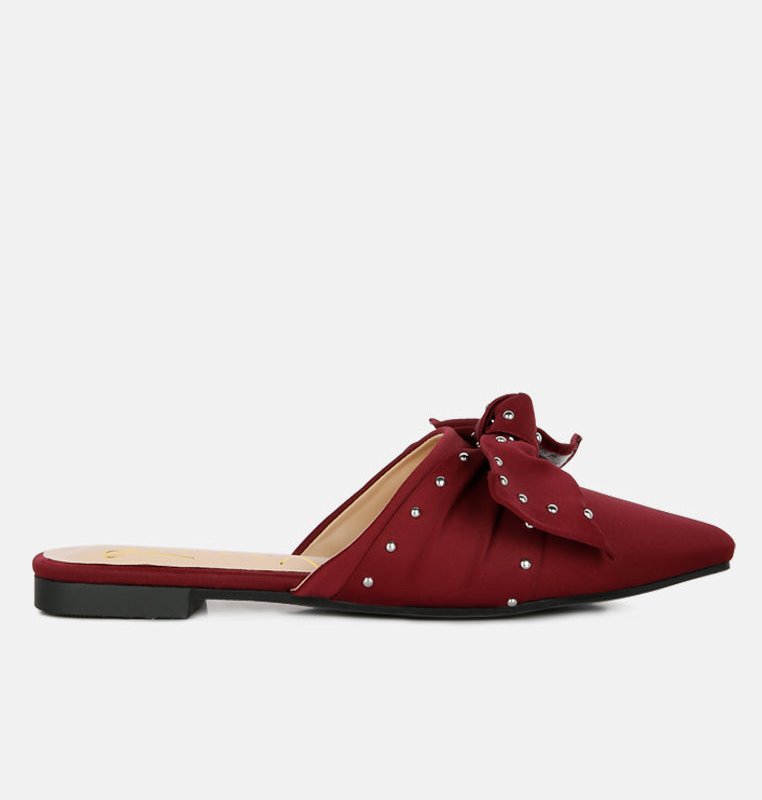London Rag Makeover Studded Bow Flat Mules In Red