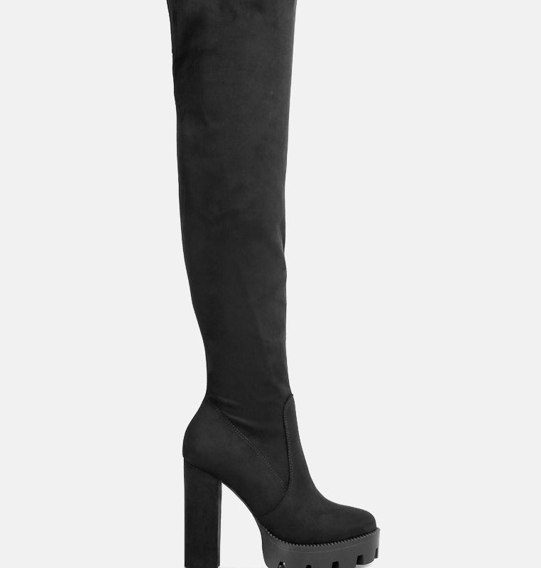 London Rag Maple Faux Suede Long Boots In Black