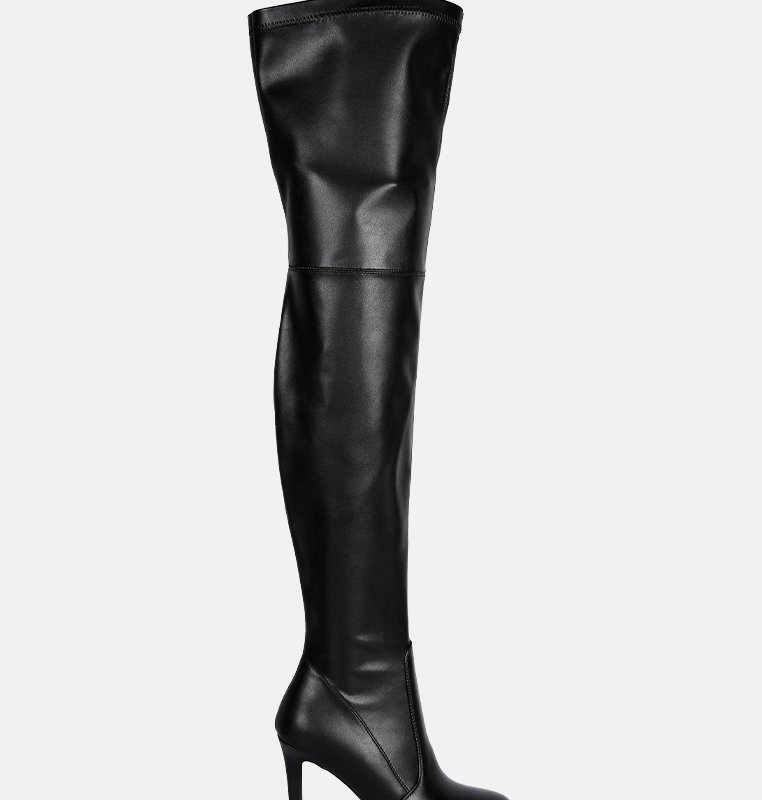 LONDON RAG MARVELETTES FAUX LEATHER HIGH HEELED LONG BOOTS