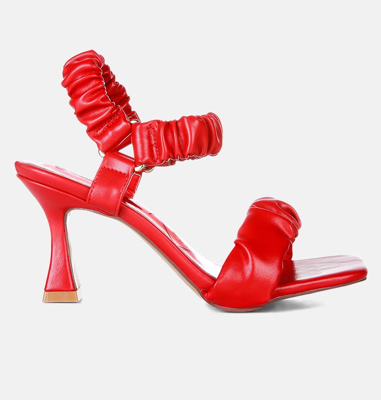 Shop London Rag Merker Ruched Spool Heel Casual Sandals In Red